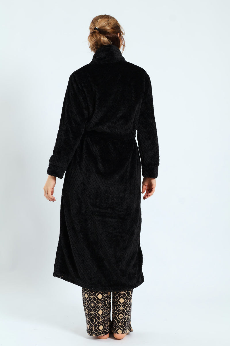 Waffle Textured Gown - Black