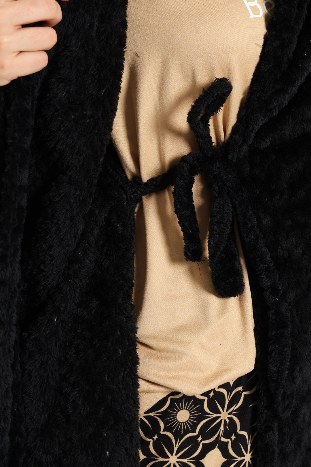 Waffle Textured Gown - Black