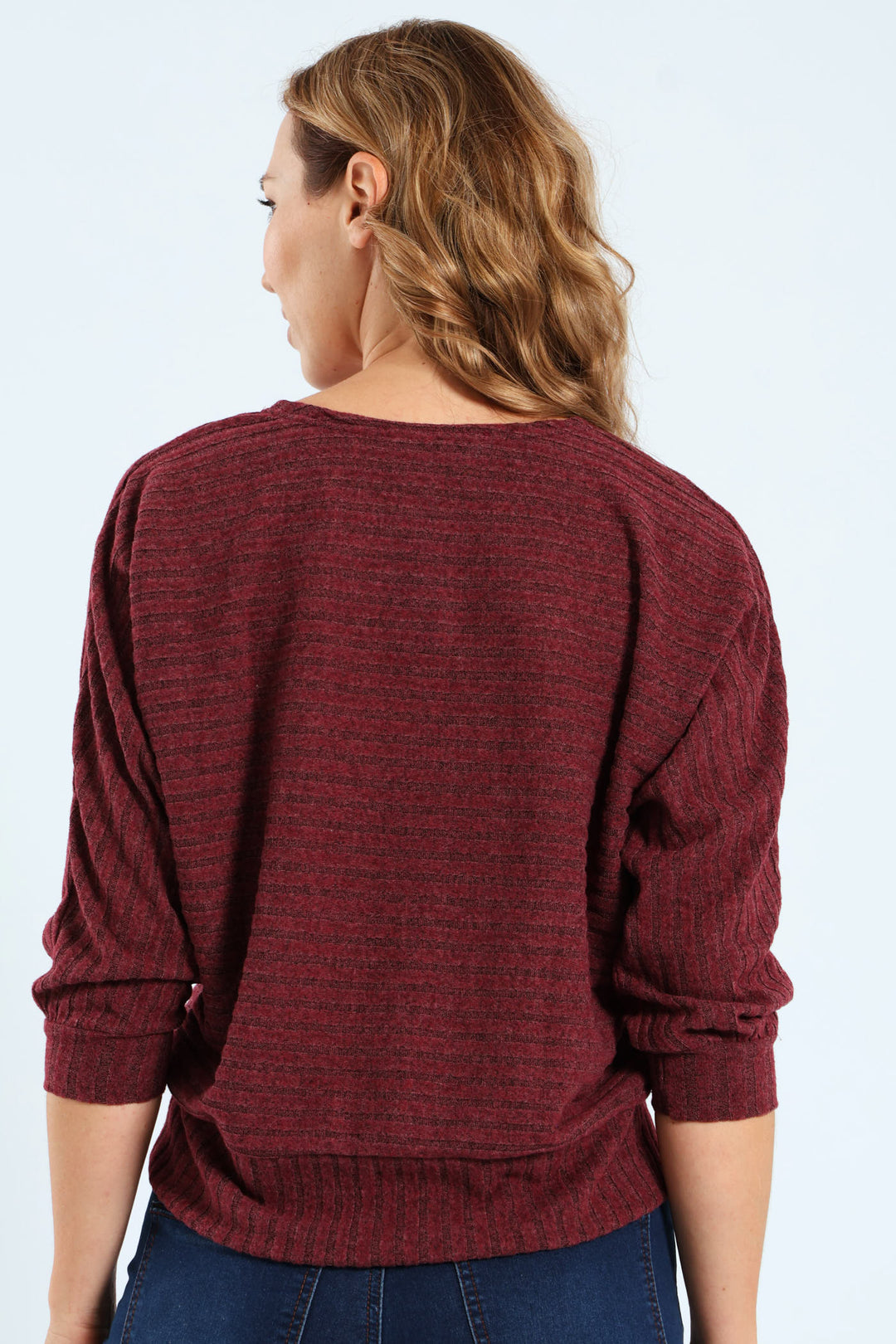 3/4 Sleeve Dolman Ribbed Top - Plum