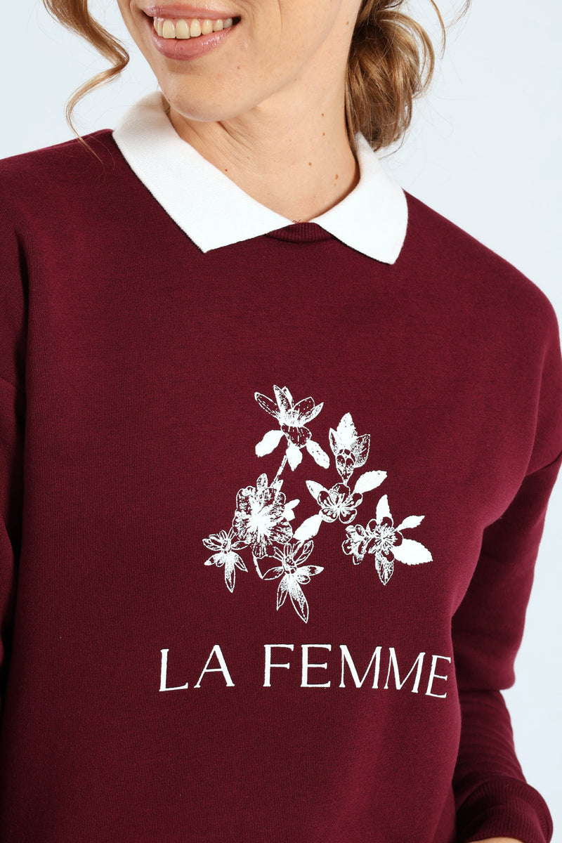 Twofer Active Top With Screen Print - Wine