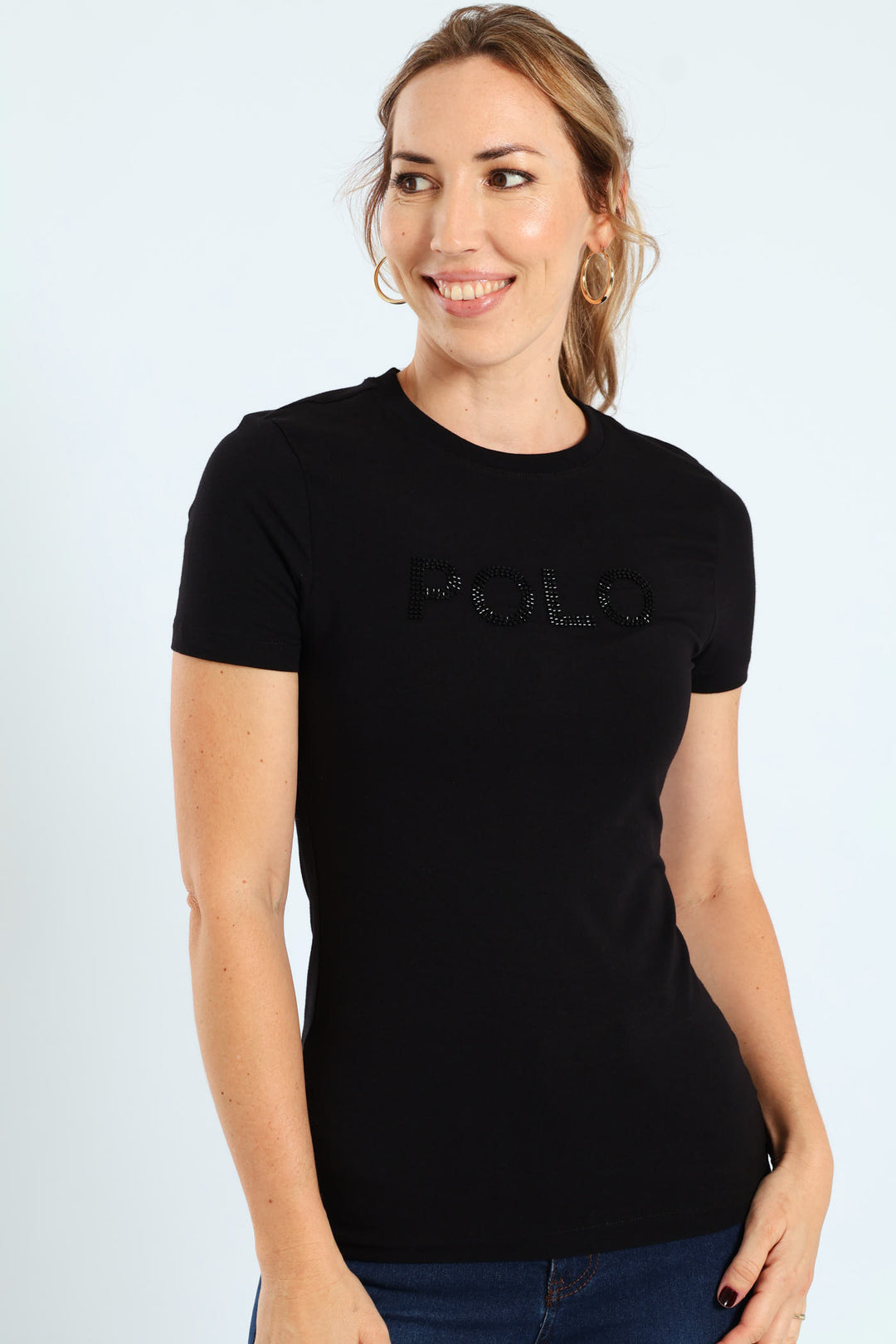 Lily Beaded Tee - Black