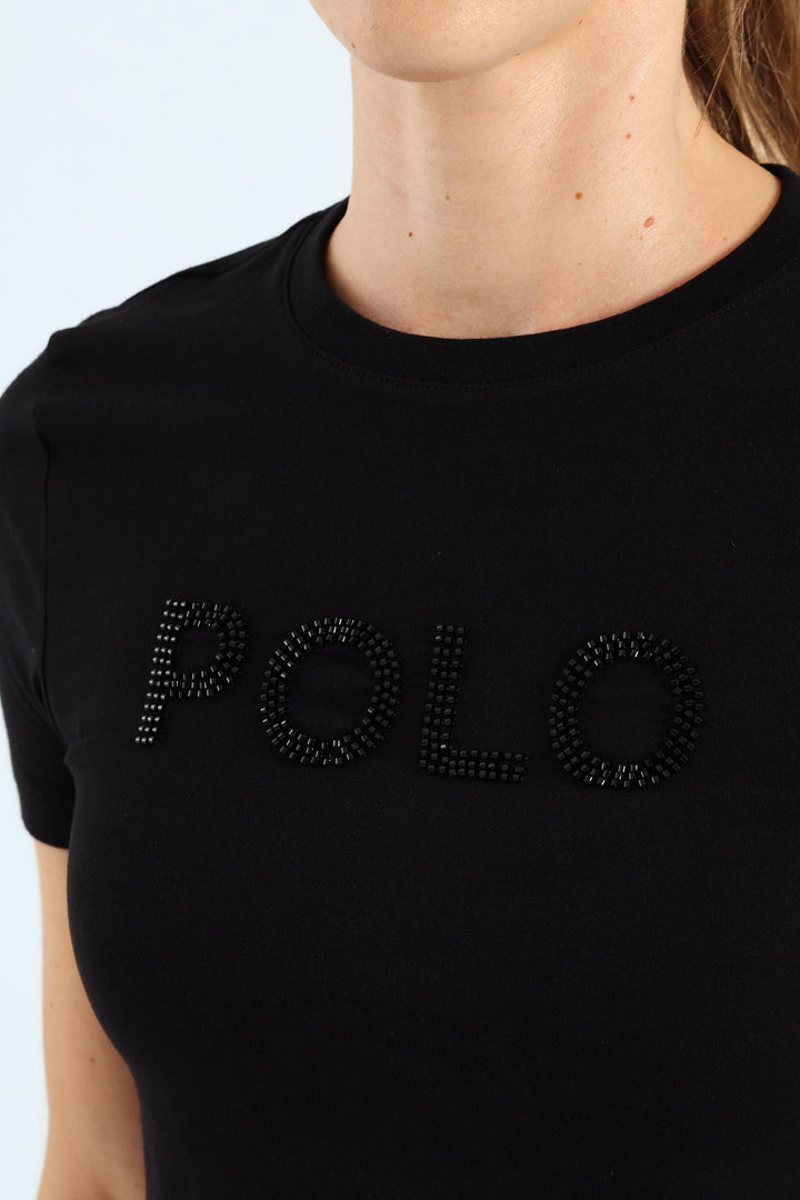 Lily Beaded Tee - Black