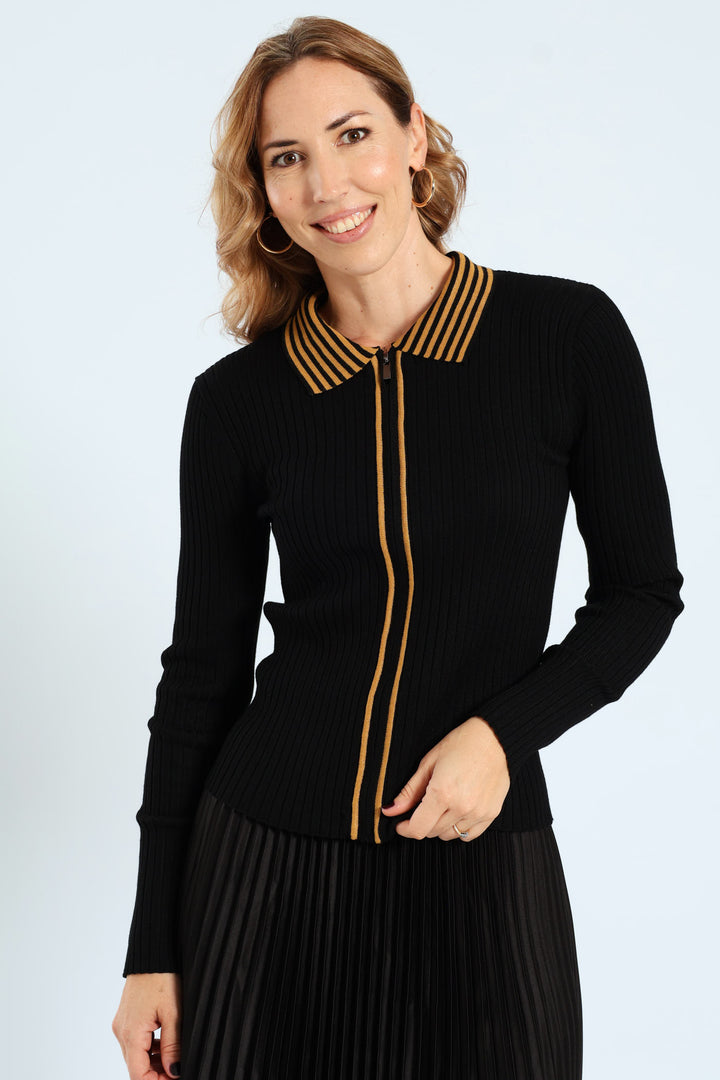 Zip Through Golfer - Black