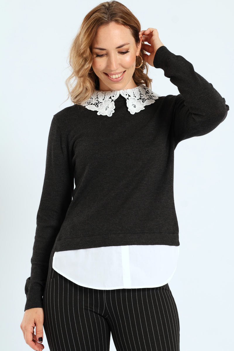 Preppy Pullover - Charcoal