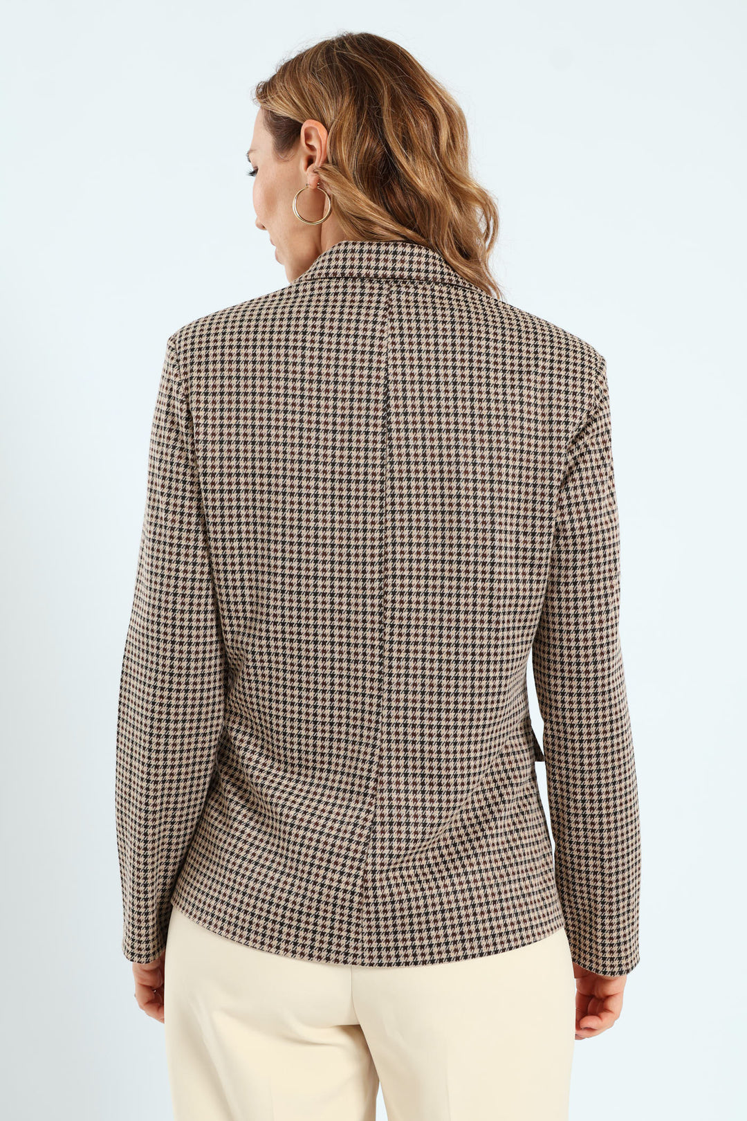 Ladies Double Tartan Check Blazer - Brown Edgars Ladies Double Tartan Check Blazer - Brown Edgars