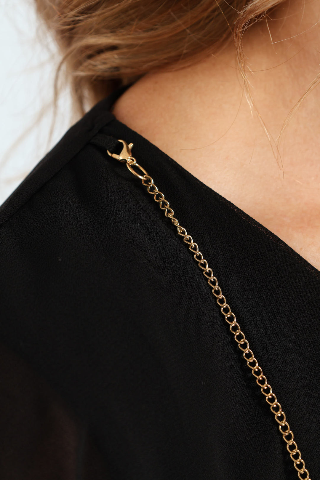 Chiffon Overlay Blouse - Black