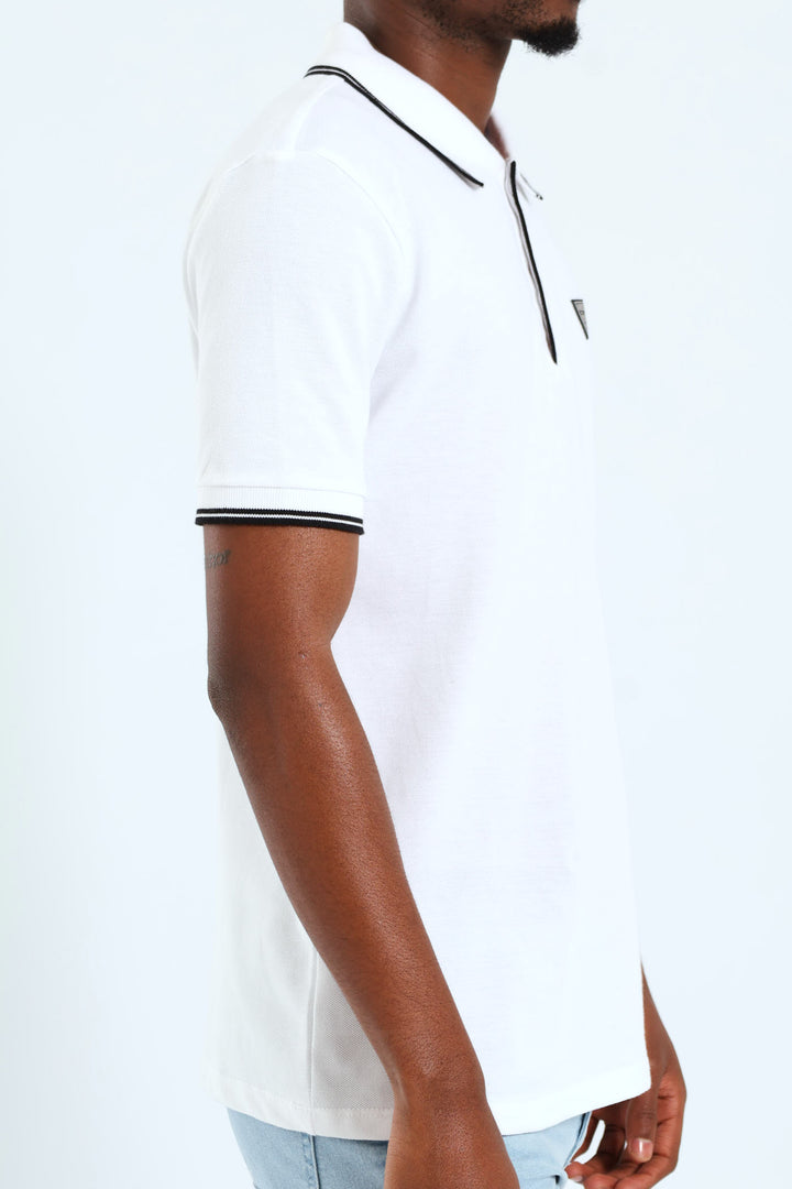 Tipped Core Polo Golfer - White