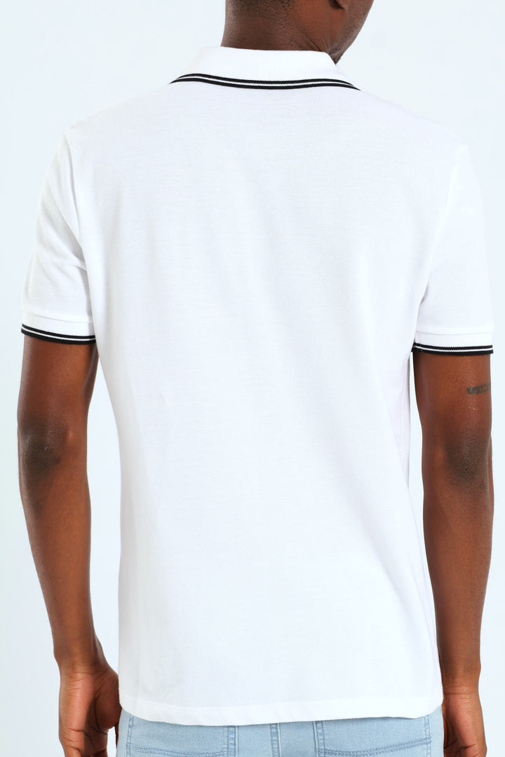 Tipped Core Polo Golfer - White