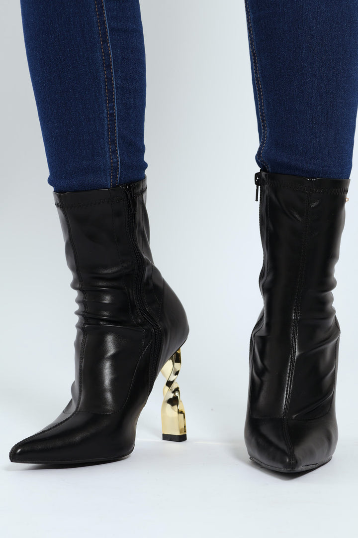 Sammy Pointed Toe Stiletto Sock Boot - Black