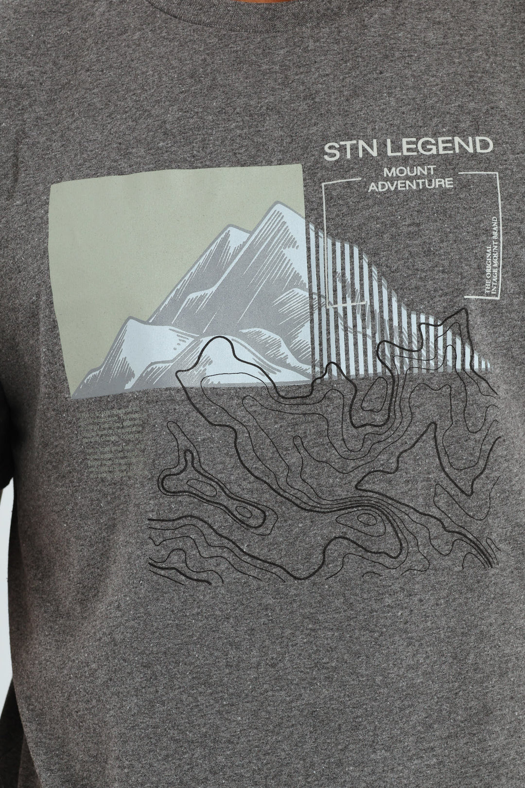 Stone Legend Geo Print Tee - Charcoal Melange