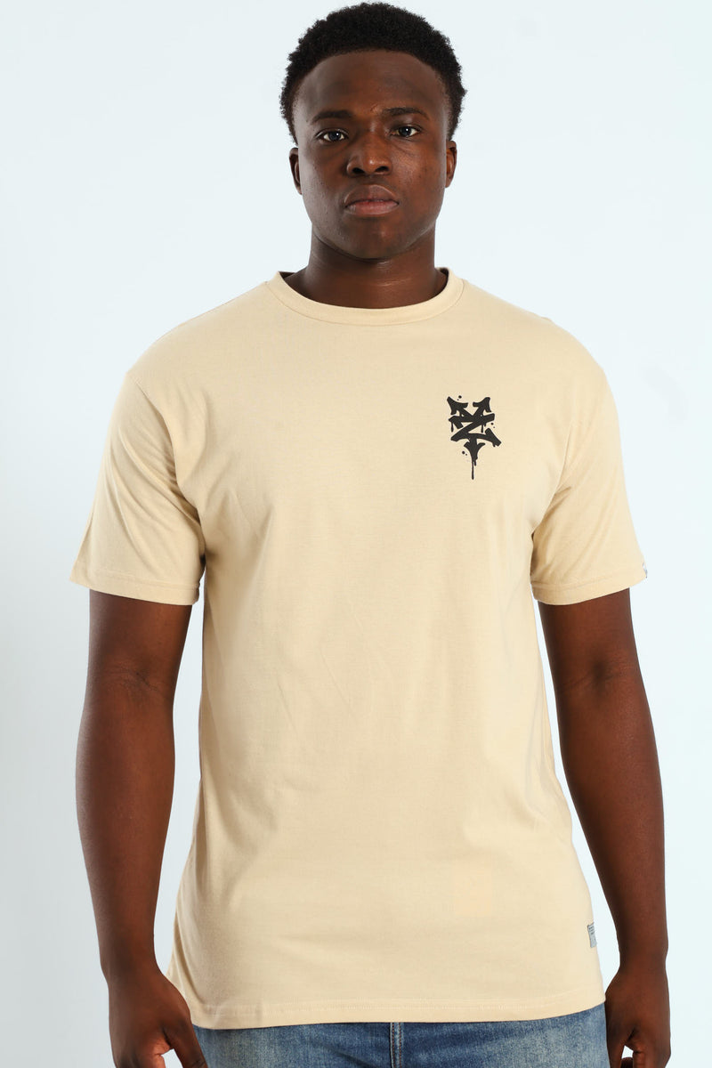 Script Back Print Tee - Stone