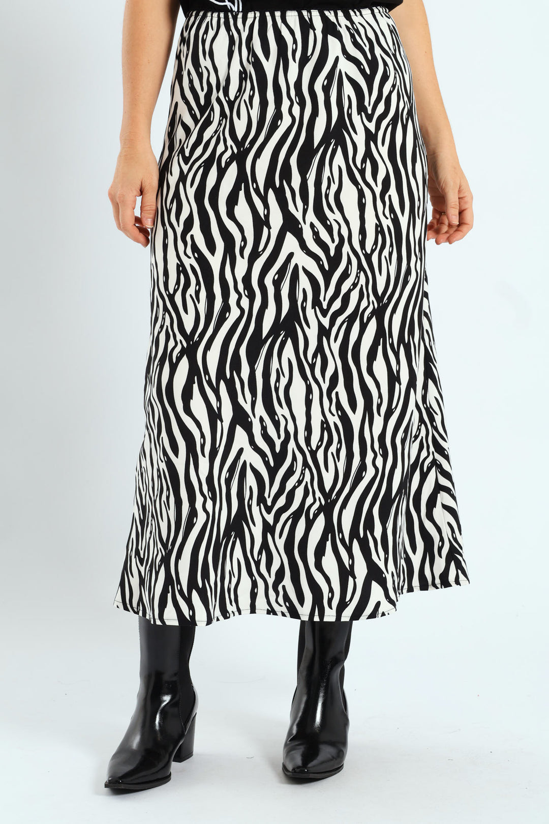 A-Line Zebra Midaxi Skirt - Cream/Black