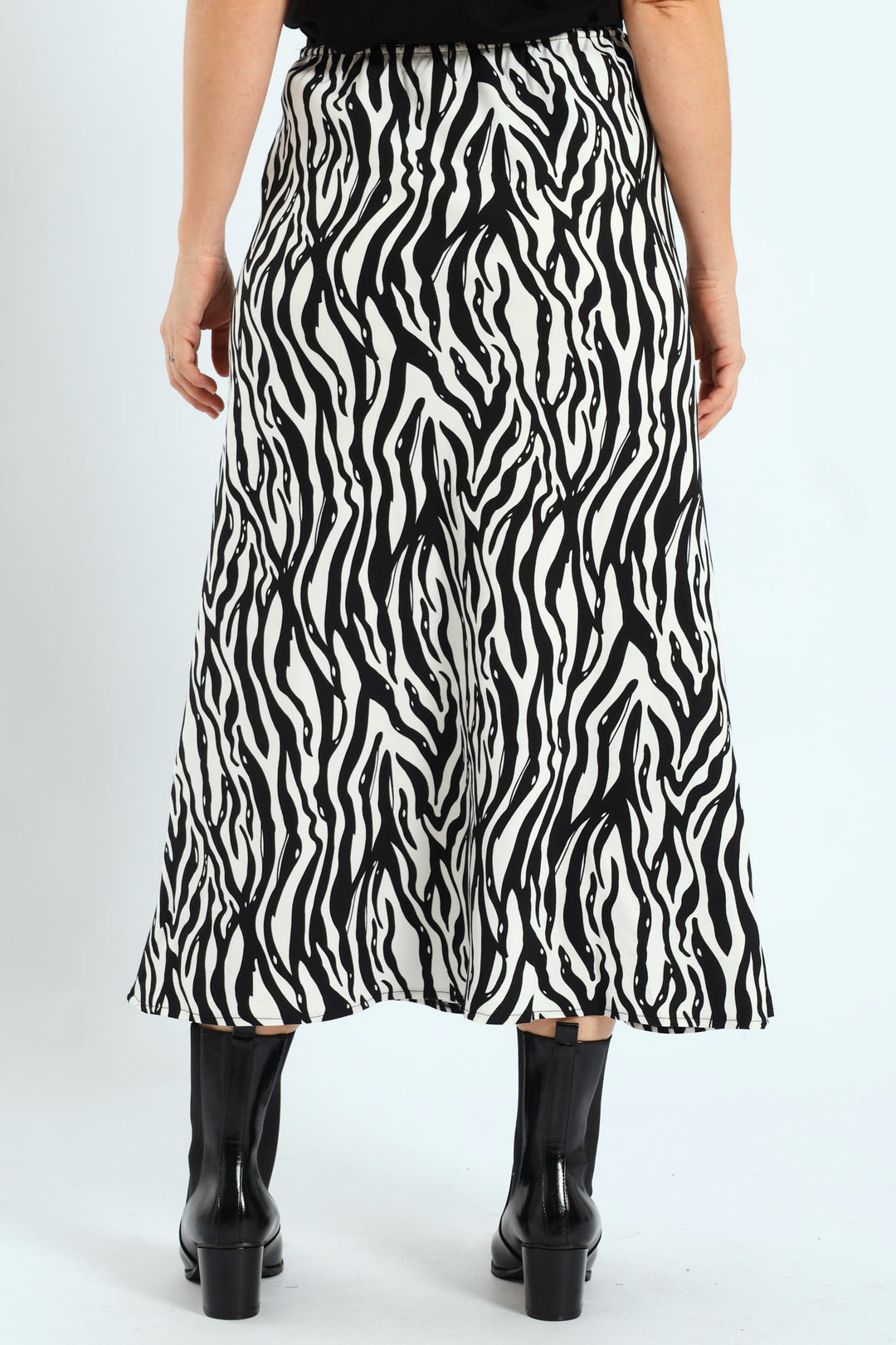 A-Line Zebra Midaxi Skirt - Cream/Black