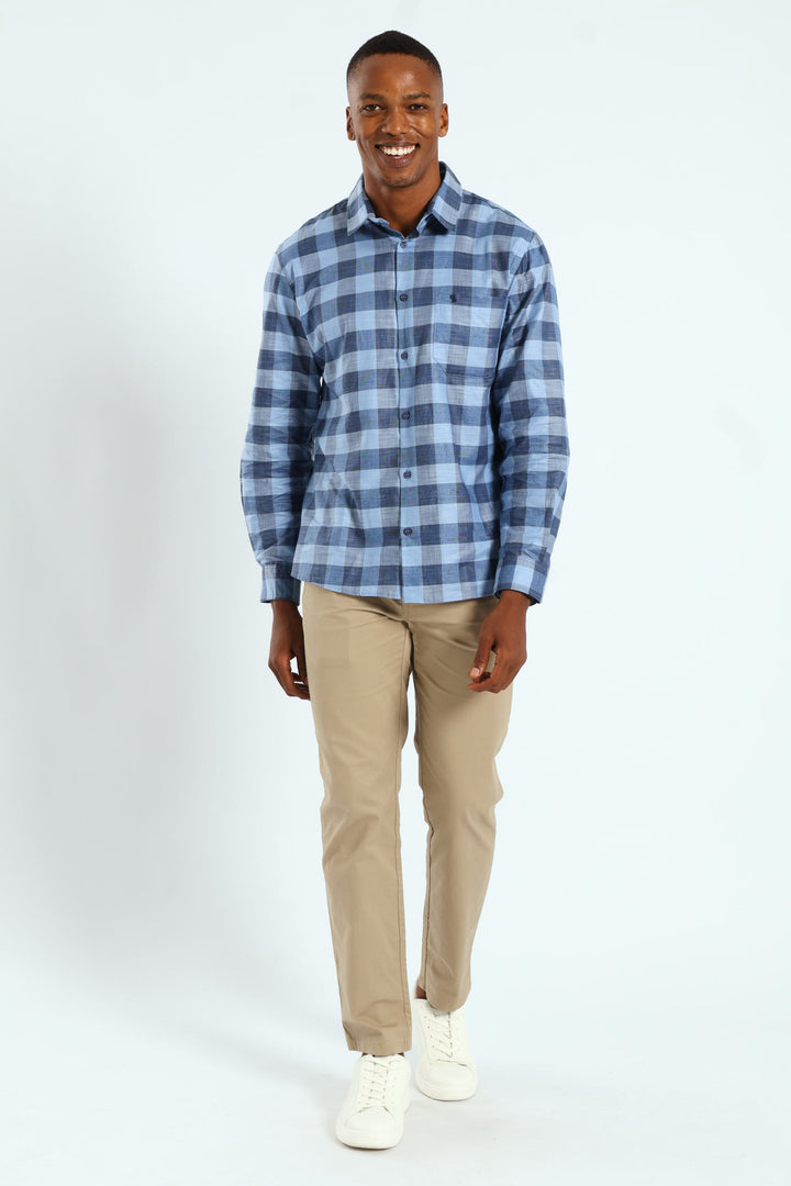 Long Sleeve Check Shirt - Blue