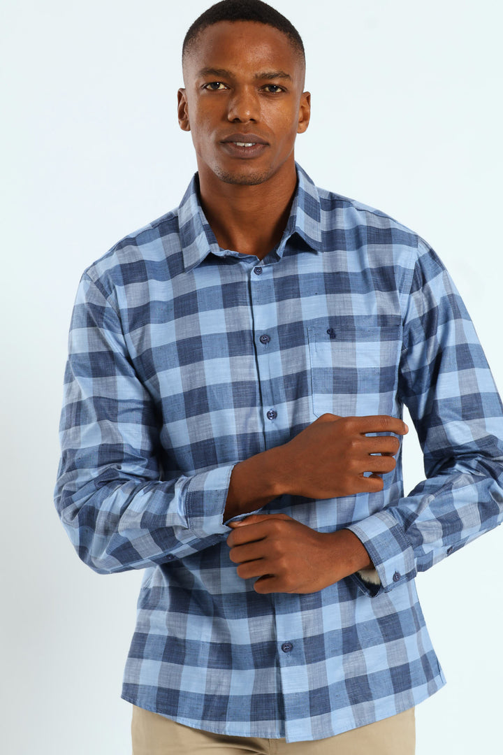 Long Sleeve Check Shirt - Blue