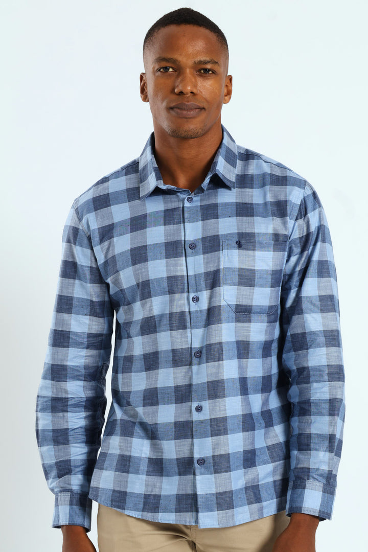 Long Sleeve Check Shirt - Blue