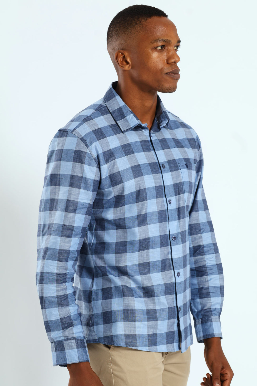 Long Sleeve Check Shirt - Blue