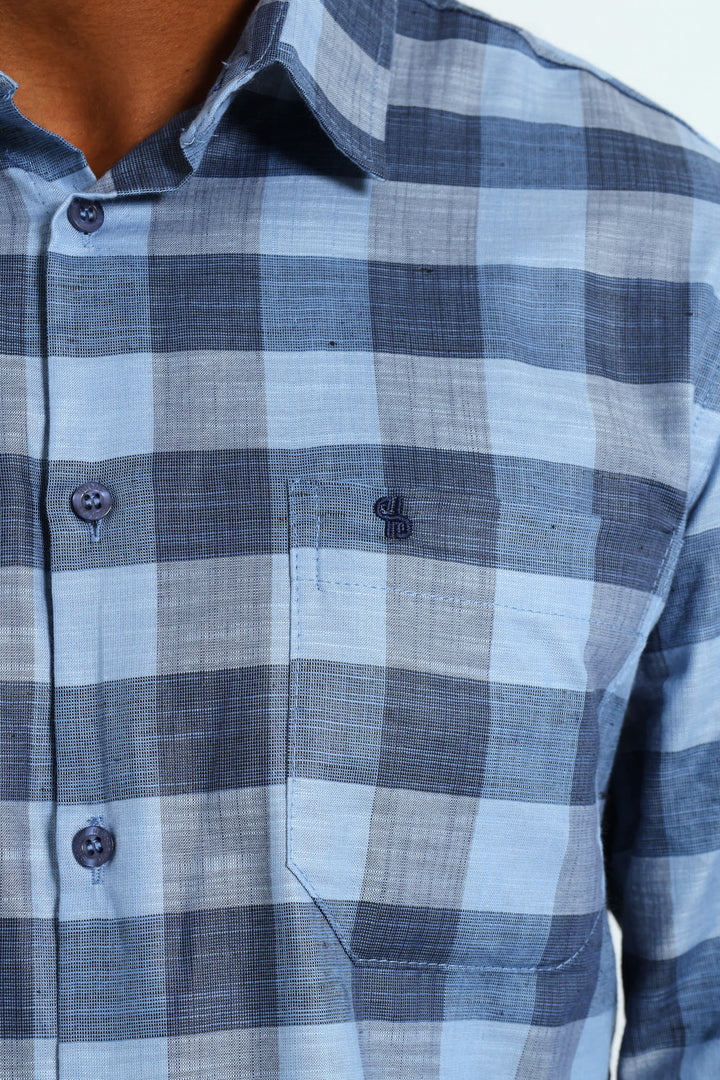 Long Sleeve Check Shirt - Blue