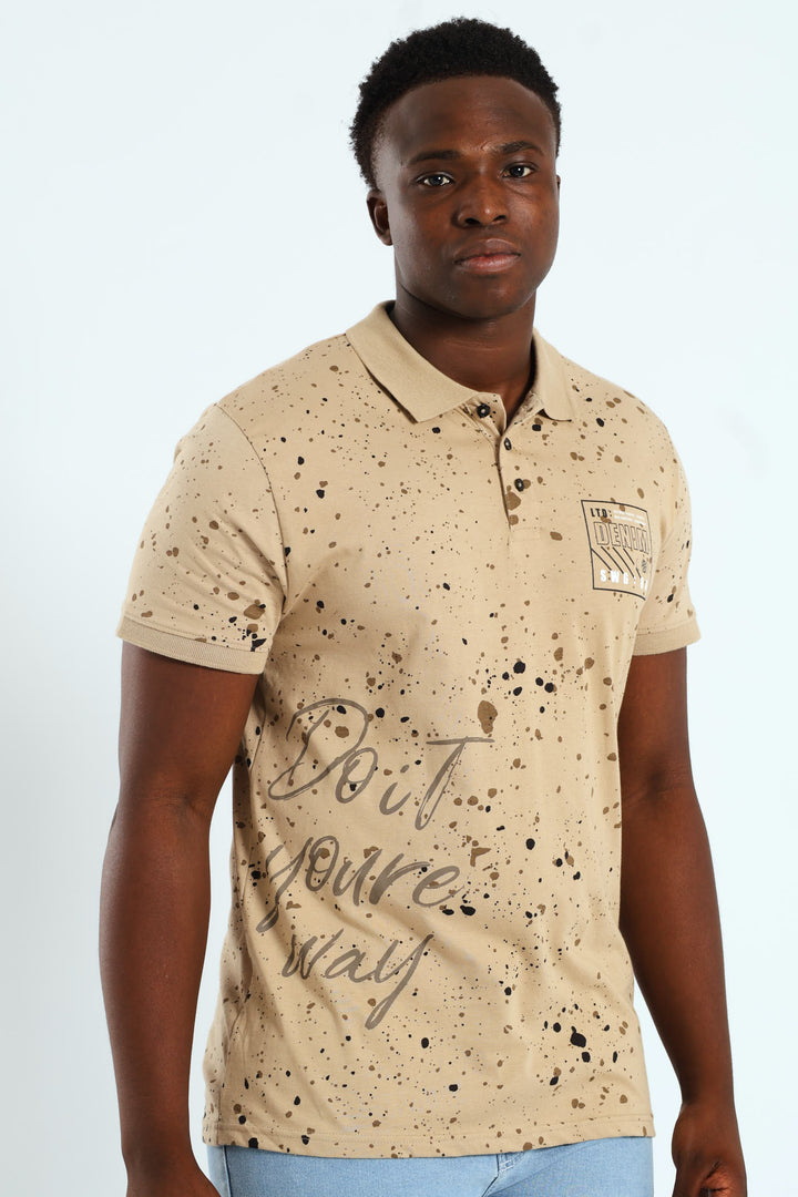 Paint Splatter Golfer - Stone