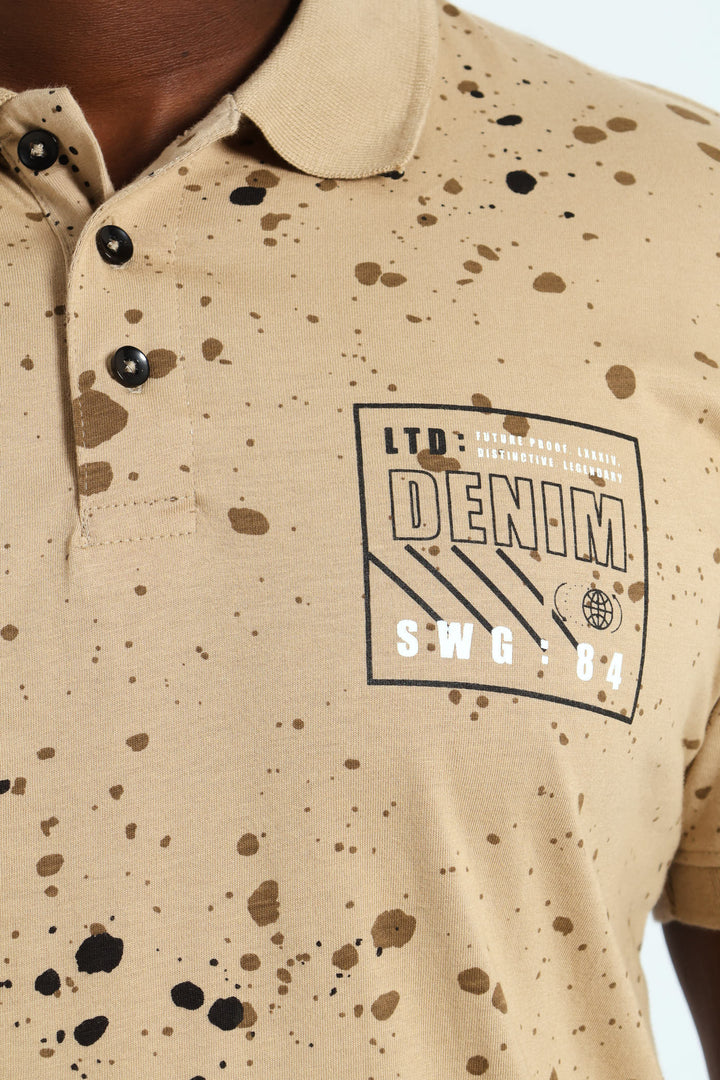 Paint Splatter Golfer - Stone