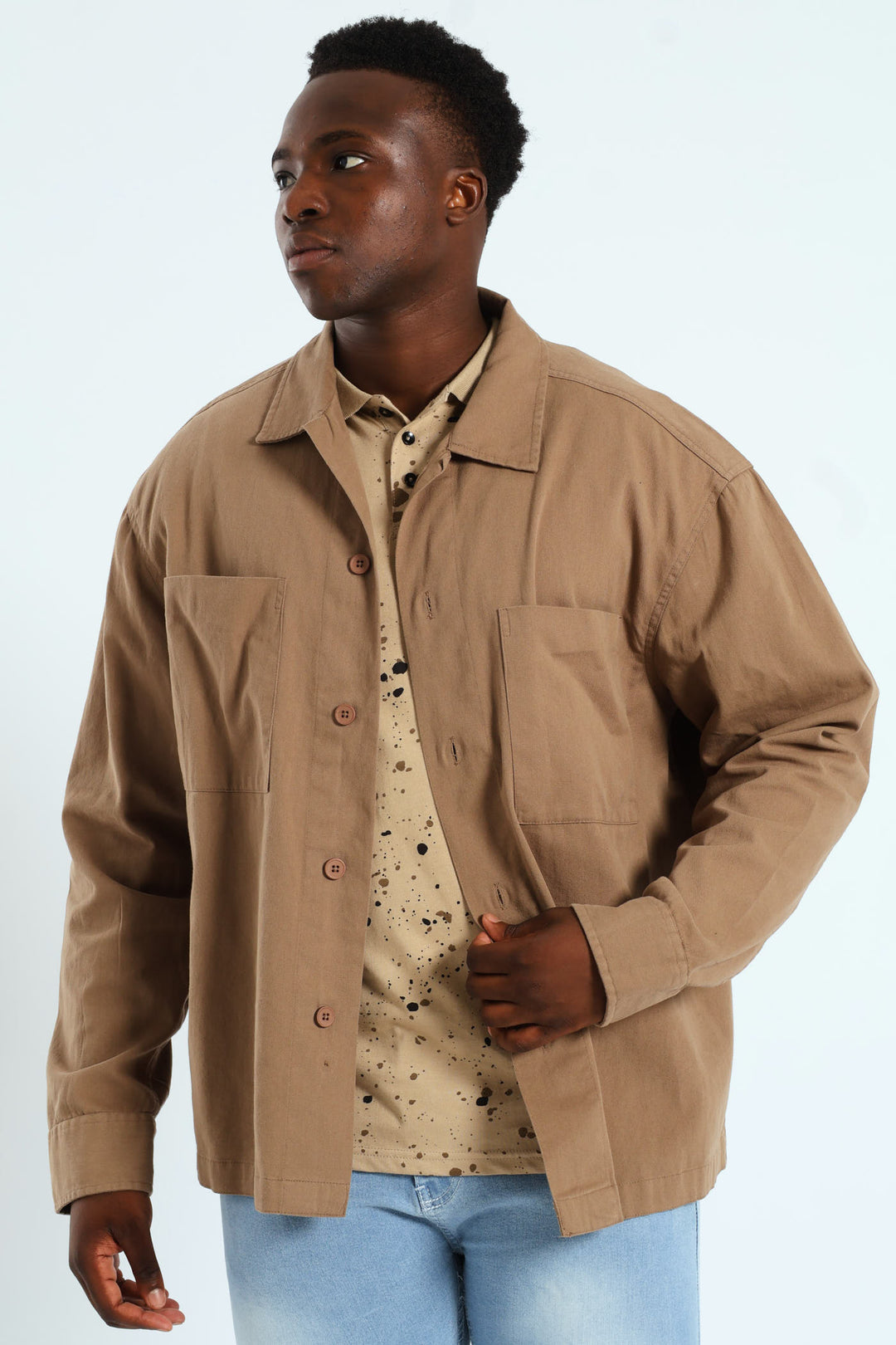 Heavy Wash Cotton Shirt - Taupe