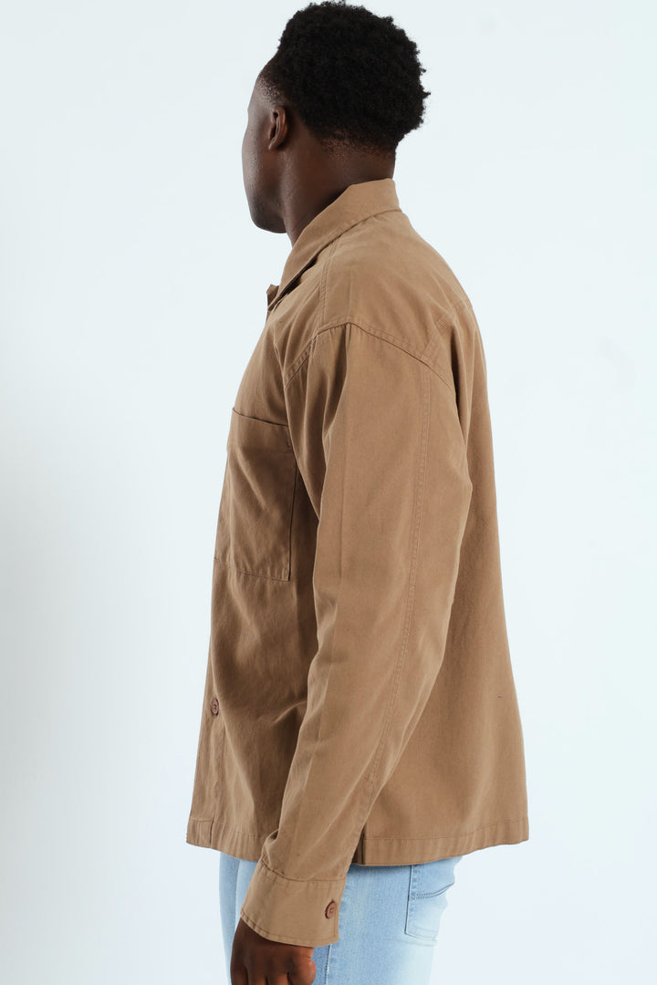 Heavy Wash Cotton Shirt - Taupe