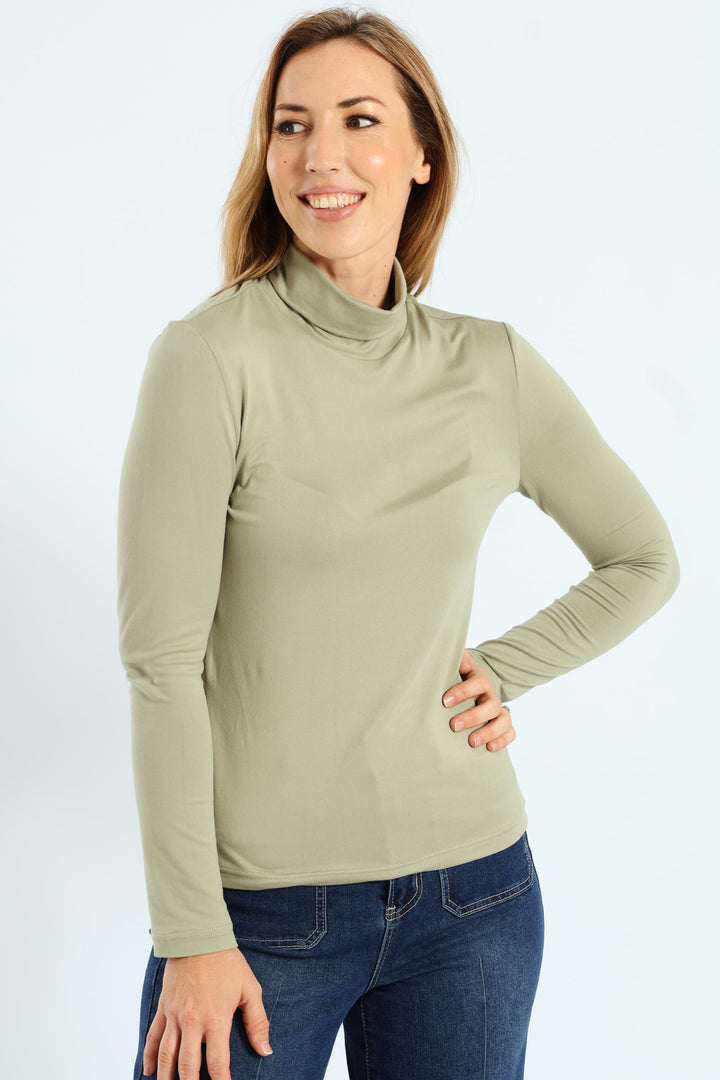 Long Sleeve Basic Poloneck - Pastel Green