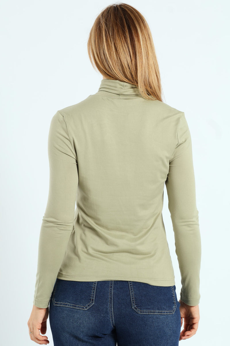 Long Sleeve Basic Poloneck - Pastel Green