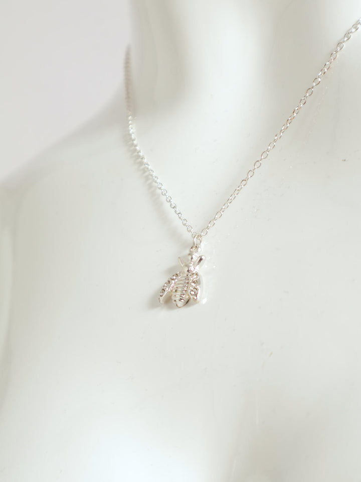 Bee Pendant Necklace - Silver
