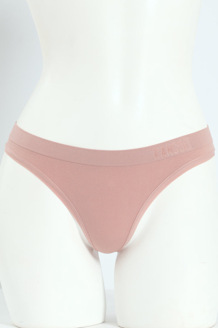 3 Pack Plain Seamless Thong - Jade/Nude/Charcoal