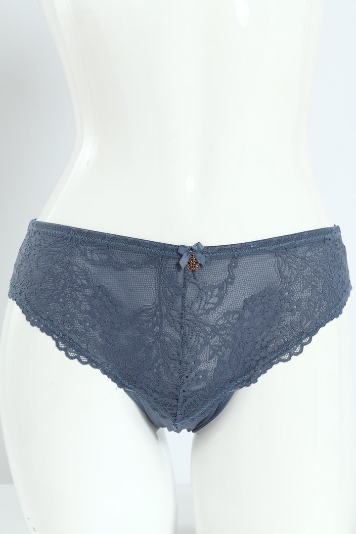 Microfiber Lace Brazilian Panty - Blue