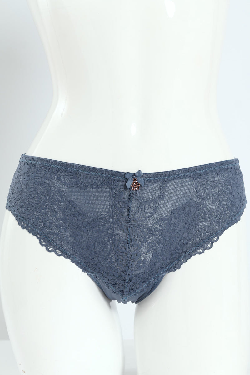 Microfiber Lace Brazilian Panty - Blue