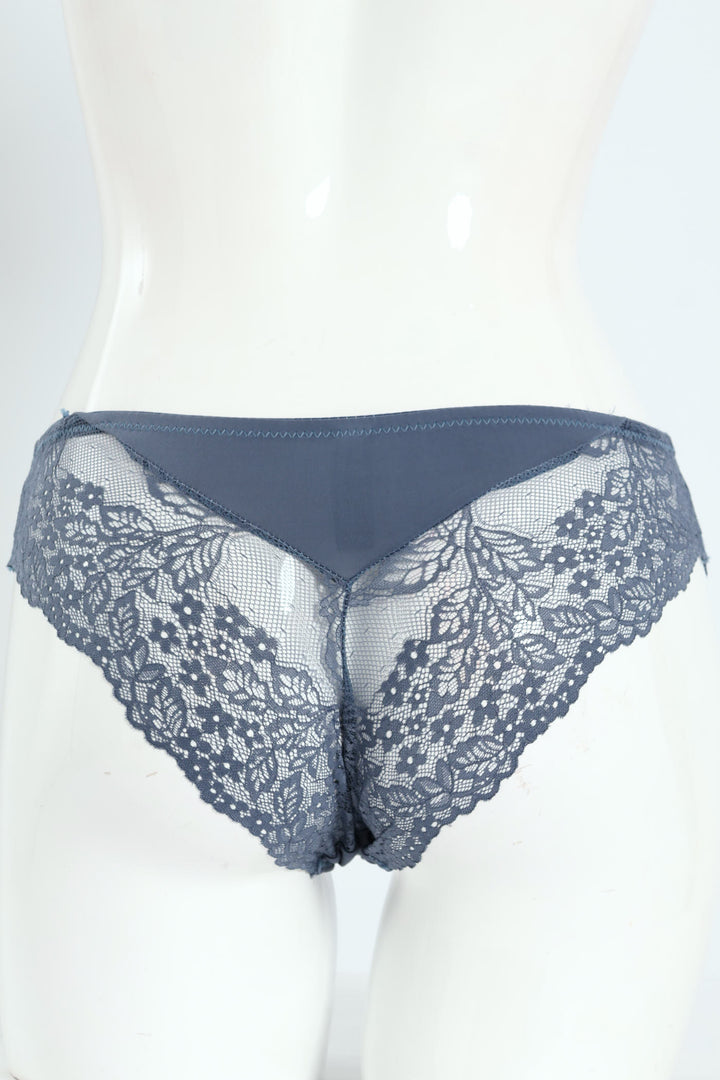Microfiber Lace Brazilian Panty - Blue