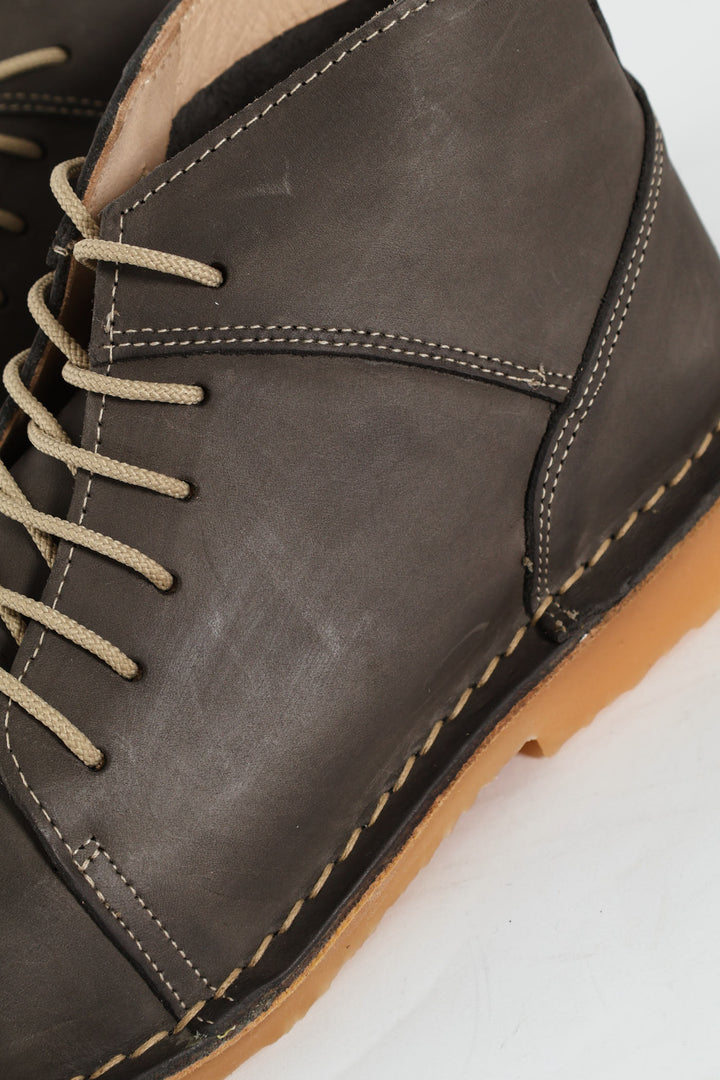Leather Stitched Down Boot - Grey