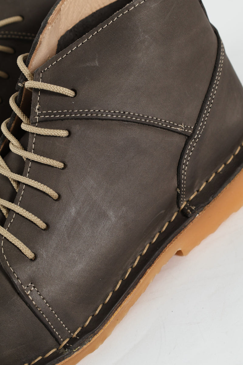 Leather Stitched Down Boot - Grey