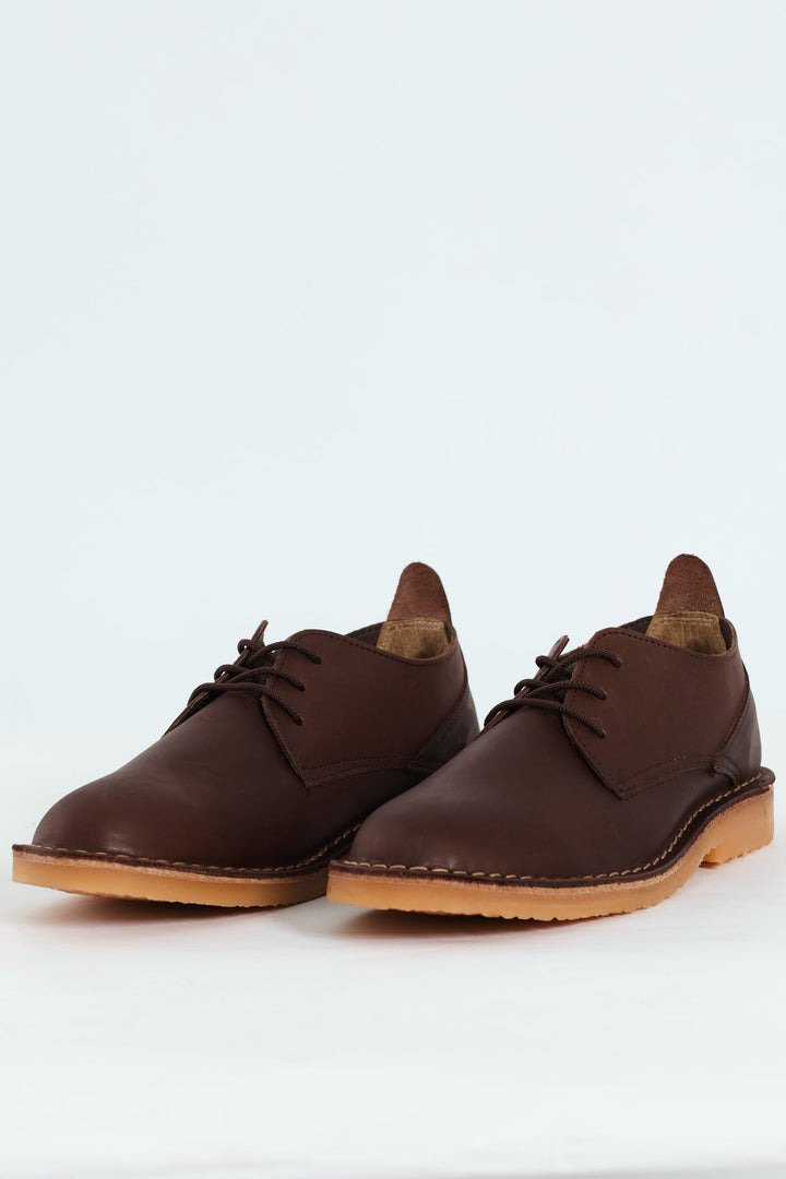 Leather Stitched Down Shoe - Brown