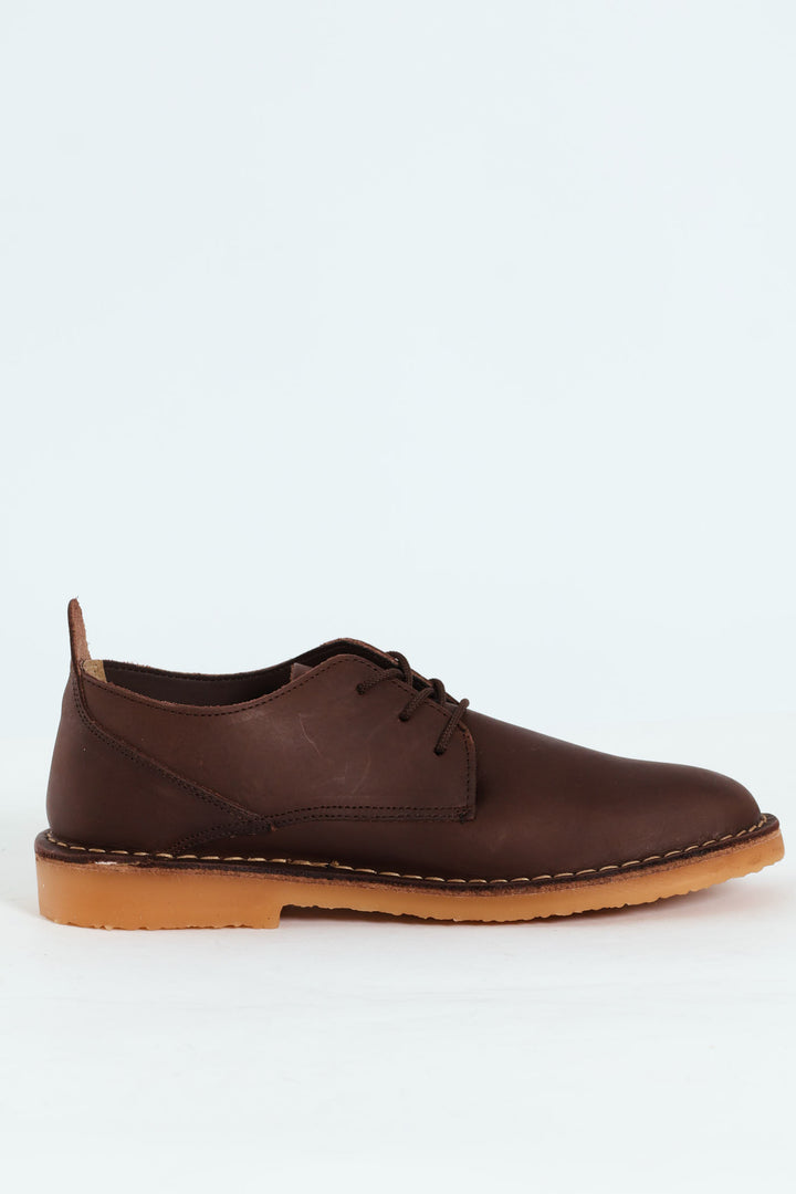 Leather Stitched Down Shoe - Brown