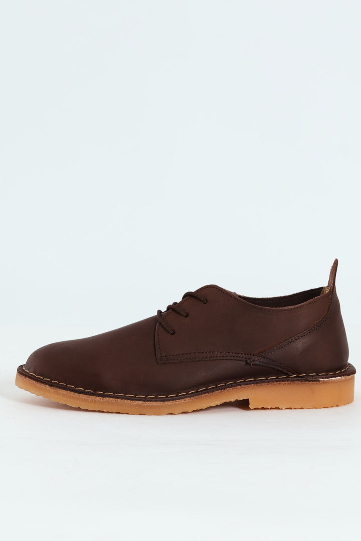 Leather Stitched Down Shoe - Brown