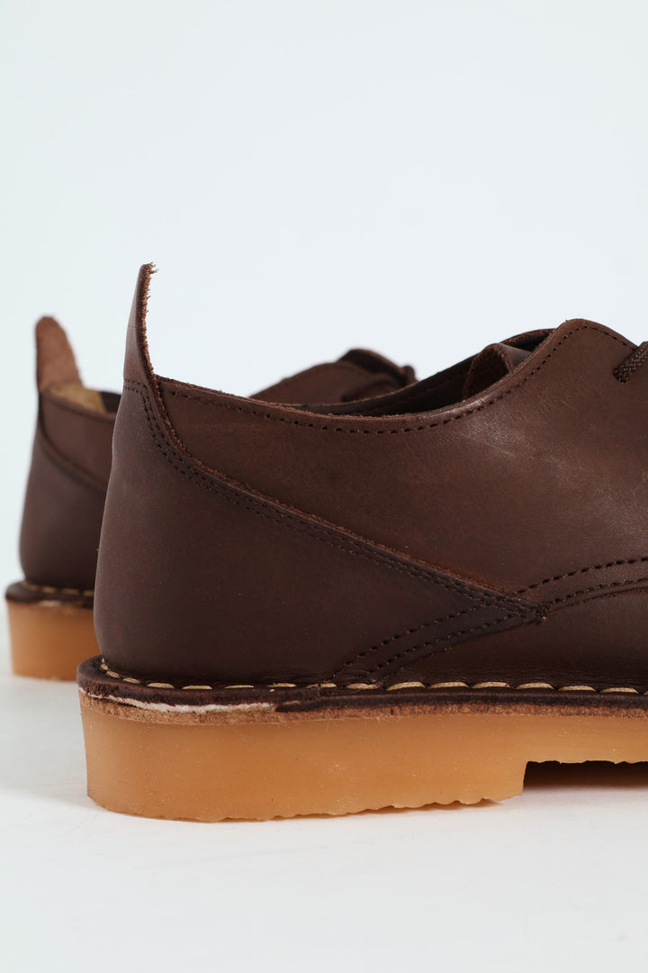 Leather Stitched Down Shoe - Brown