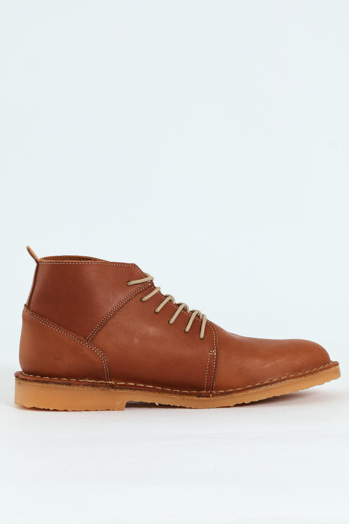 Leather Stitched Down Boot - Tan