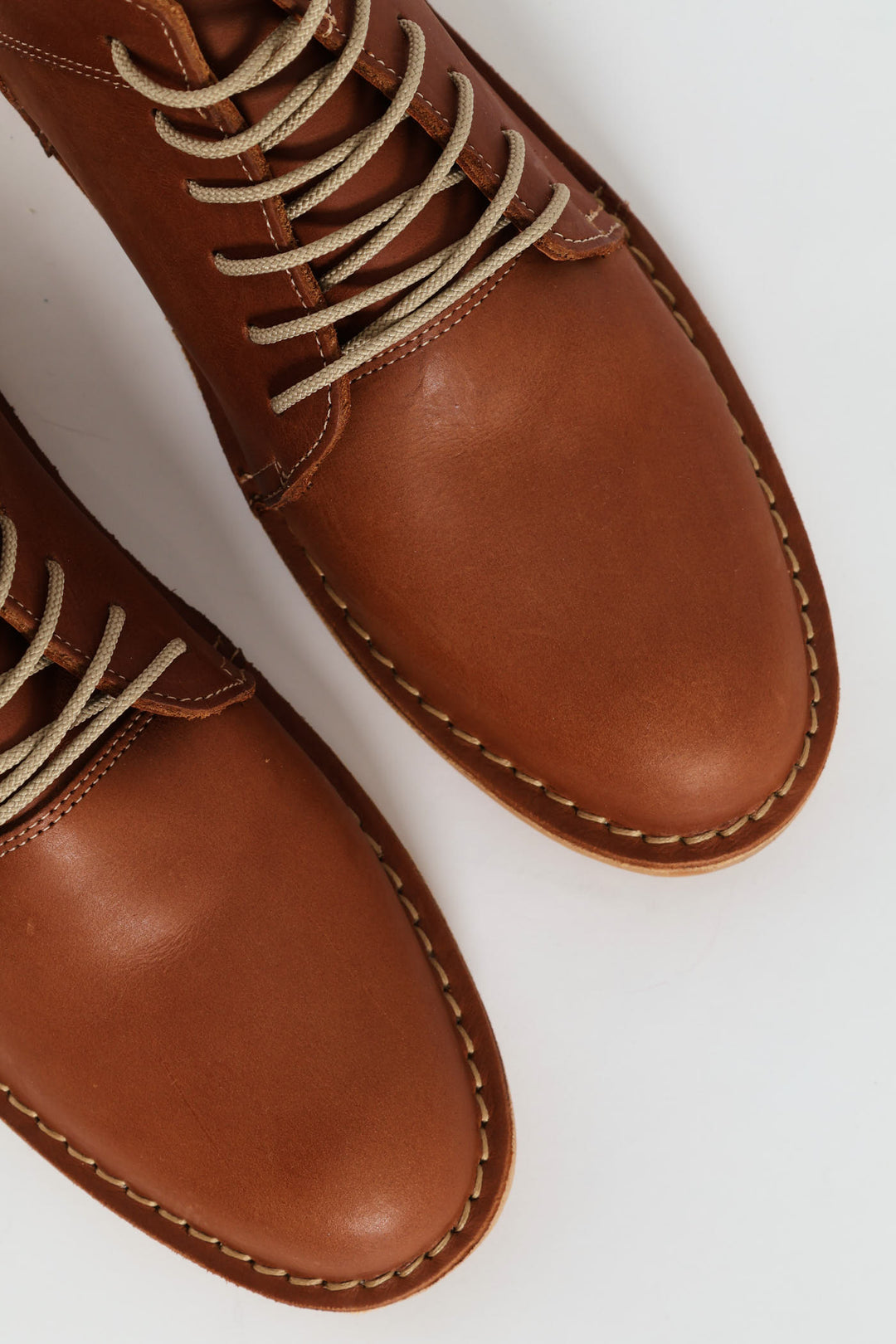 Leather Stitched Down Boot - Tan