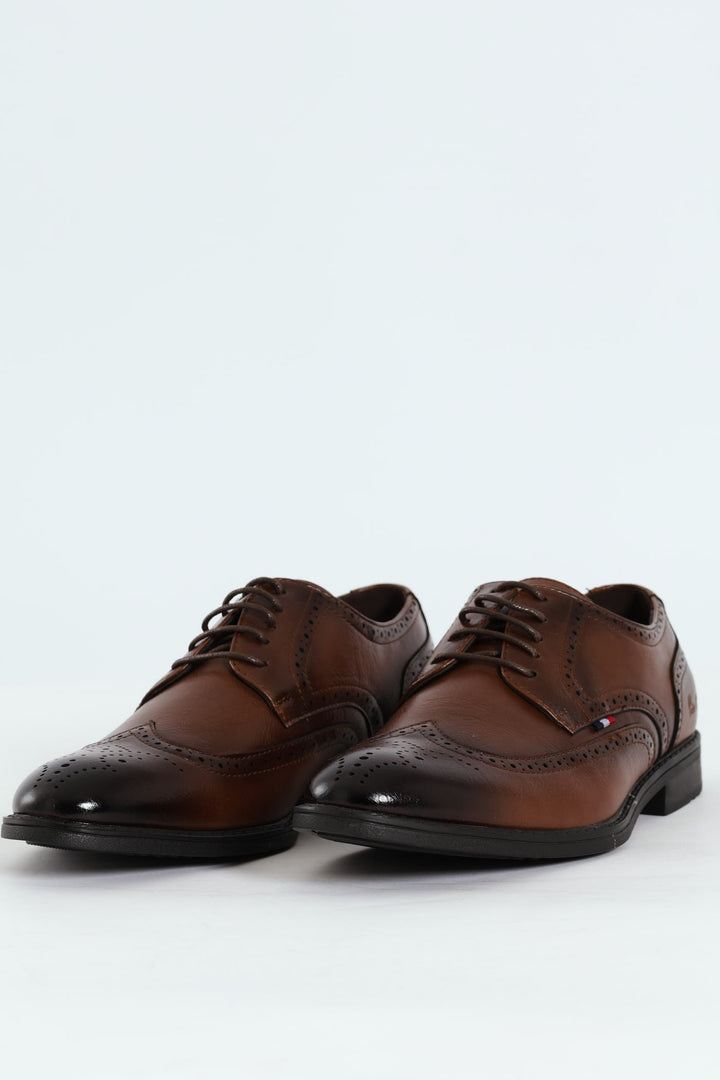 Brogue Detail Lace Up Shoe - Tan