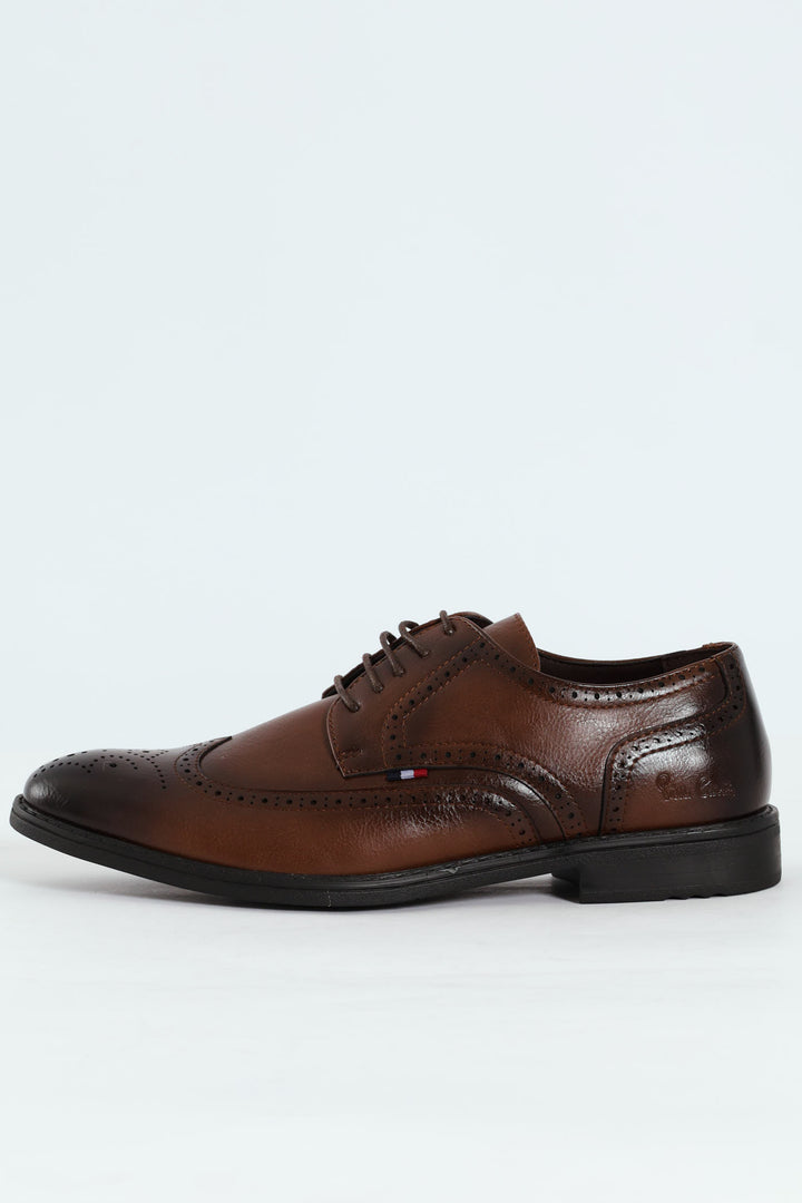 Brogue Detail Lace Up Shoe - Tan