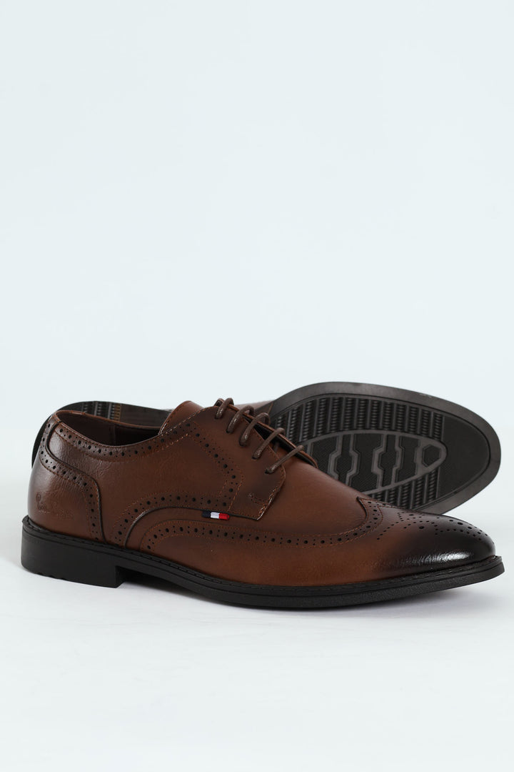 Brogue Detail Lace Up Shoe - Tan