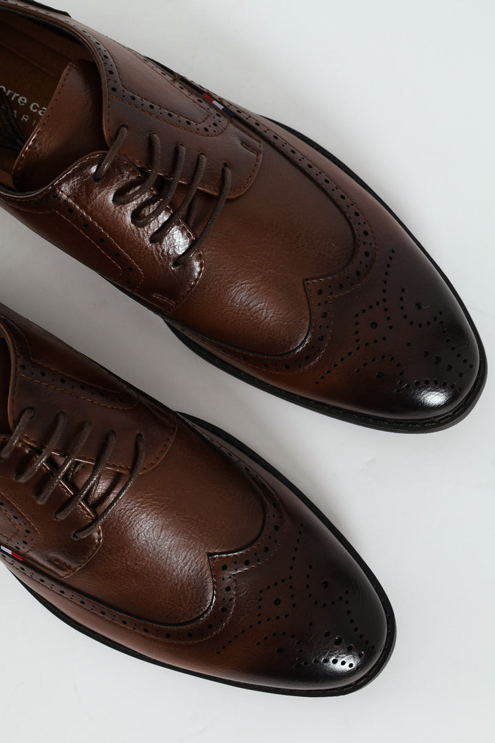 Brogue Detail Lace Up Shoe - Tan