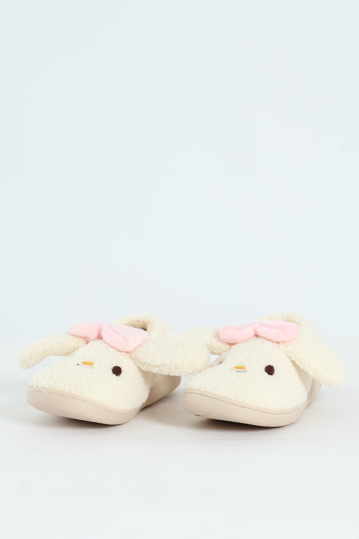 Bow Detail Full Closed Slipper - Natural