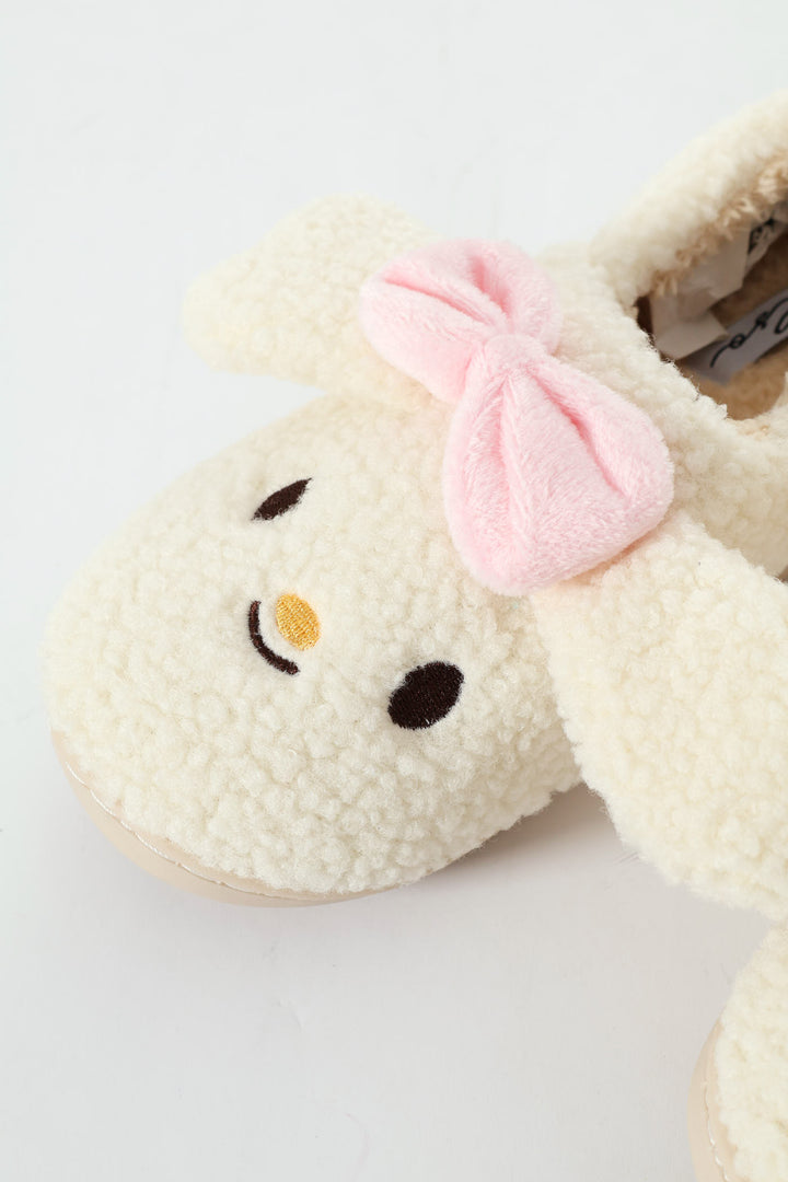 Bow Detail Full Closed Slipper - Natural