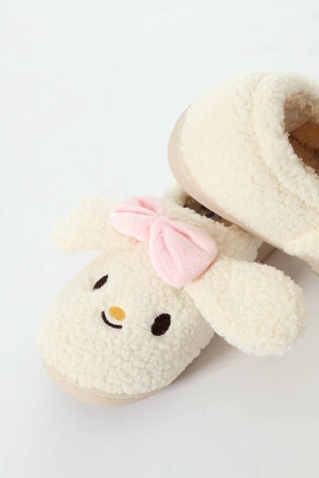 Bow Detail Full Closed Slipper - Natural