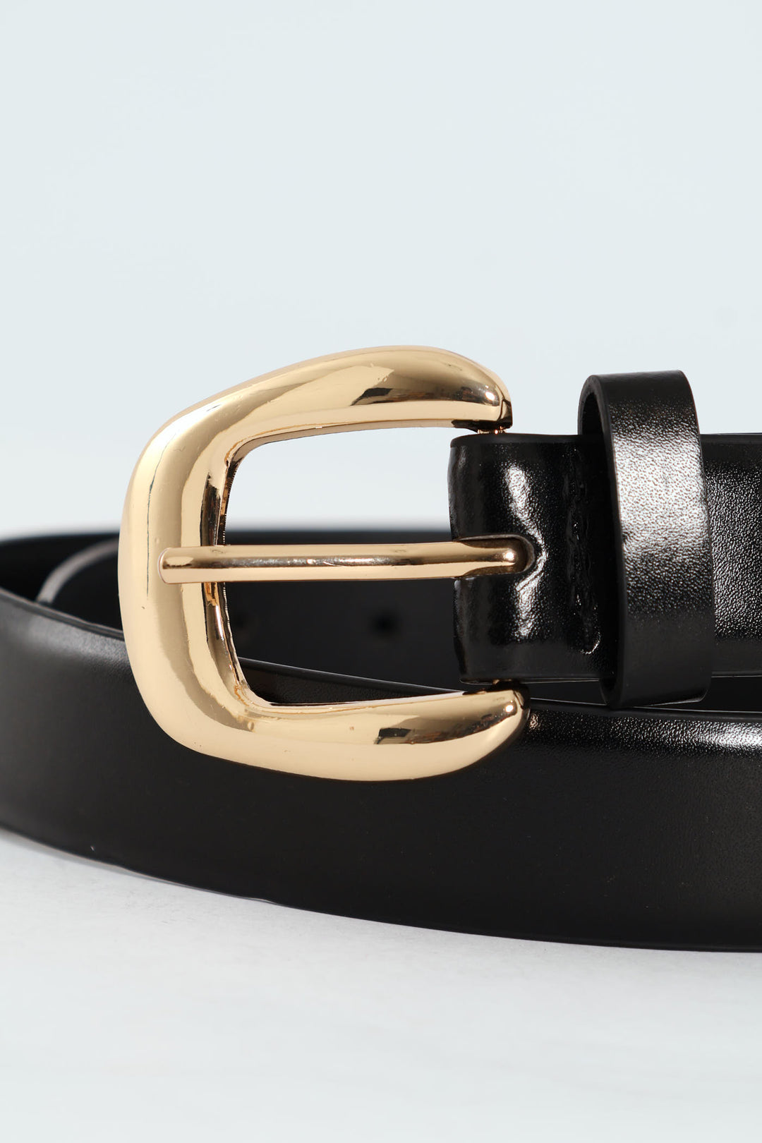 Gold Buckle Fashion Belt - Black