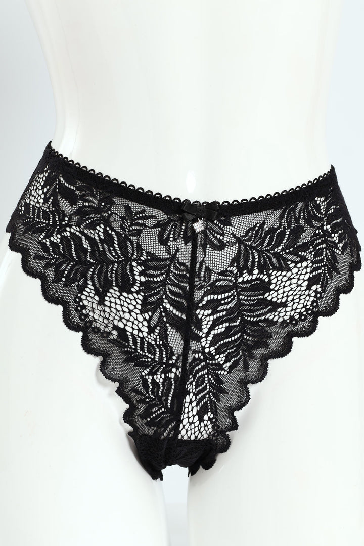 Full Lace Tanga High-Cut Panty - Black